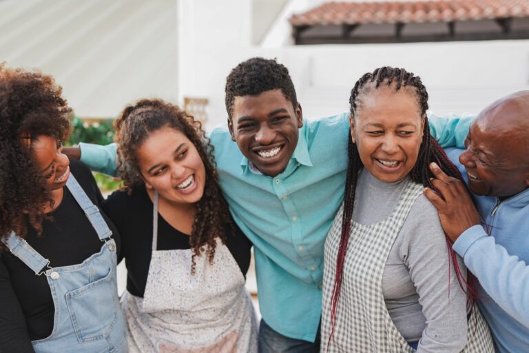 Happy african family having fun together